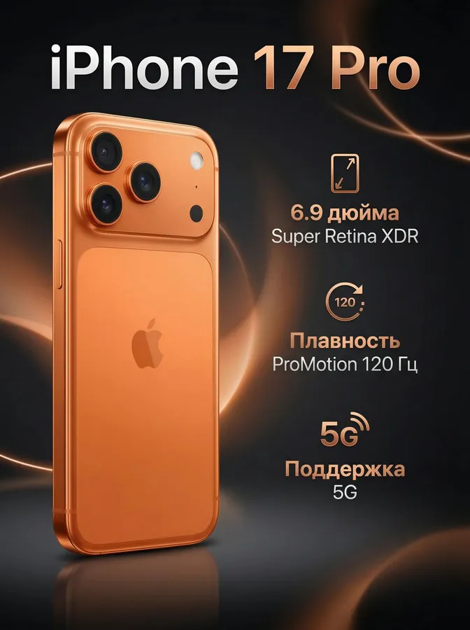 Готовая карточка товара: iPhone 17 Pro, предметная подача